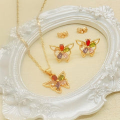 Butterfly Jewelry Set - Necklace and Earrings