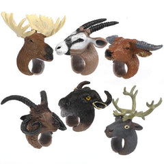 6pcs Dinosaur Ring Simulation Wild Animal Bird Model Toy For Christmas