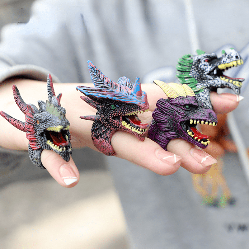 6pcs Dinosaur Ring Simulation Wild Animal Bird Model Toy For Christmas