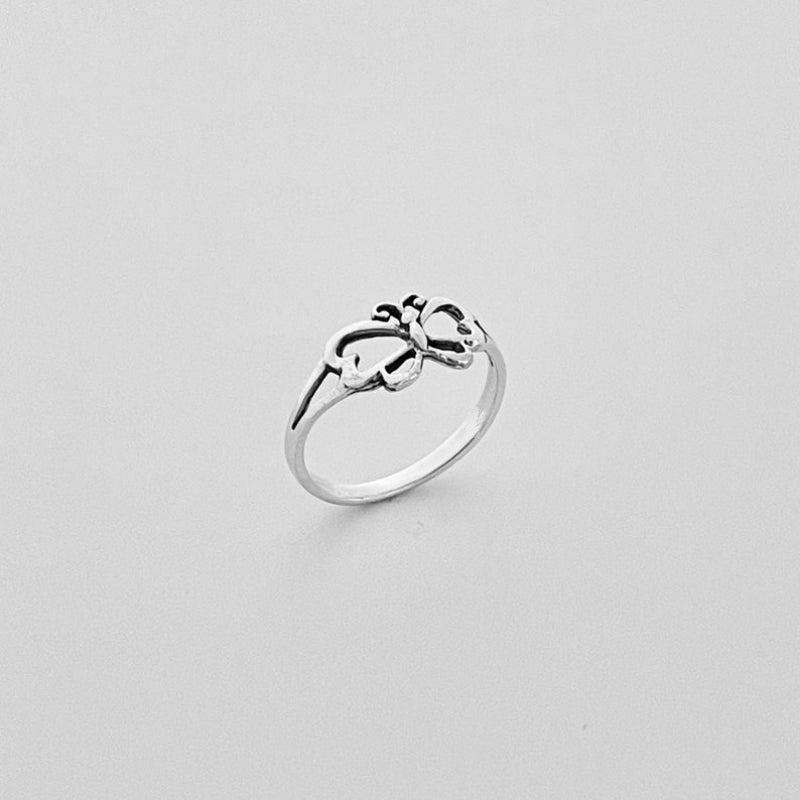 Bohemian Silvery Butterfly Woman Ring