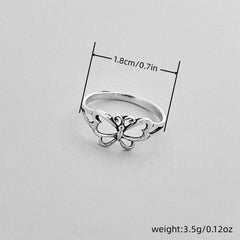 Bohemian Silvery Butterfly Woman Ring