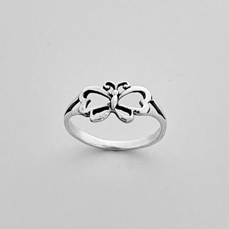 Bohemian Silvery Butterfly Woman Ring