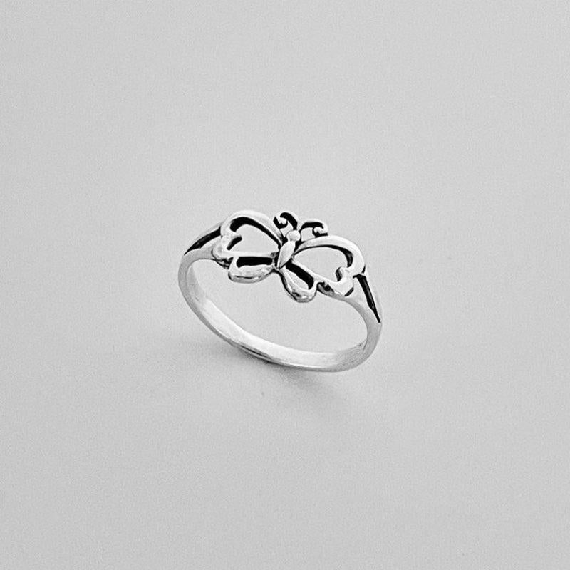 Bohemian Silvery Butterfly Woman Ring