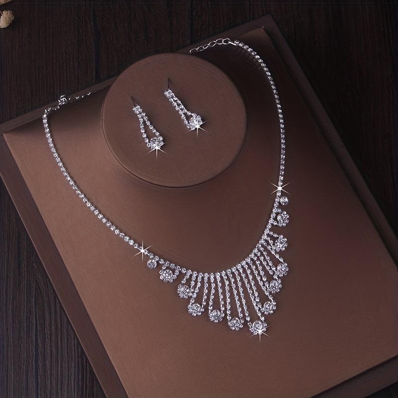 Bride Wedding Accessories Set Chain Necklace Earrings Formal Wear
