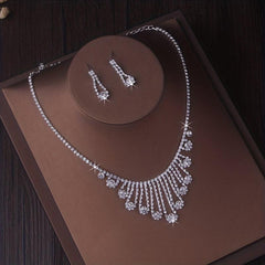 Bride Wedding Accessories Set Chain Necklace Earrings Formal Wear