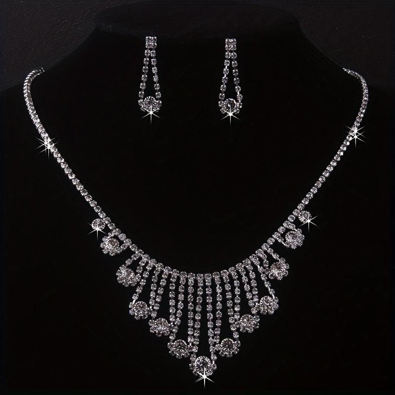 Bride Wedding Accessories Set Chain Necklace Earrings Formal Wear