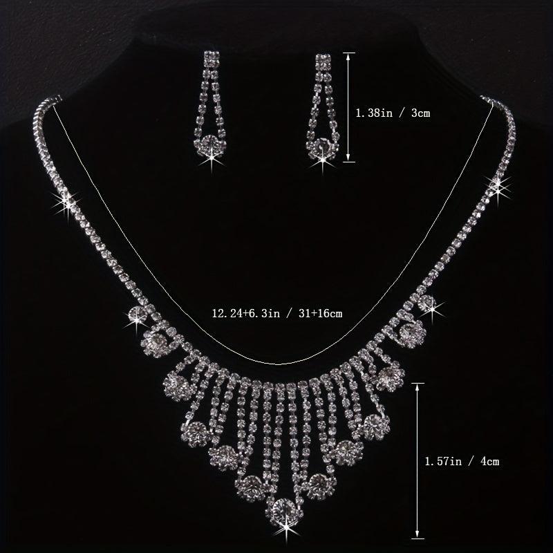 Bride Wedding Accessories Set Chain Necklace Earrings Formal Wear