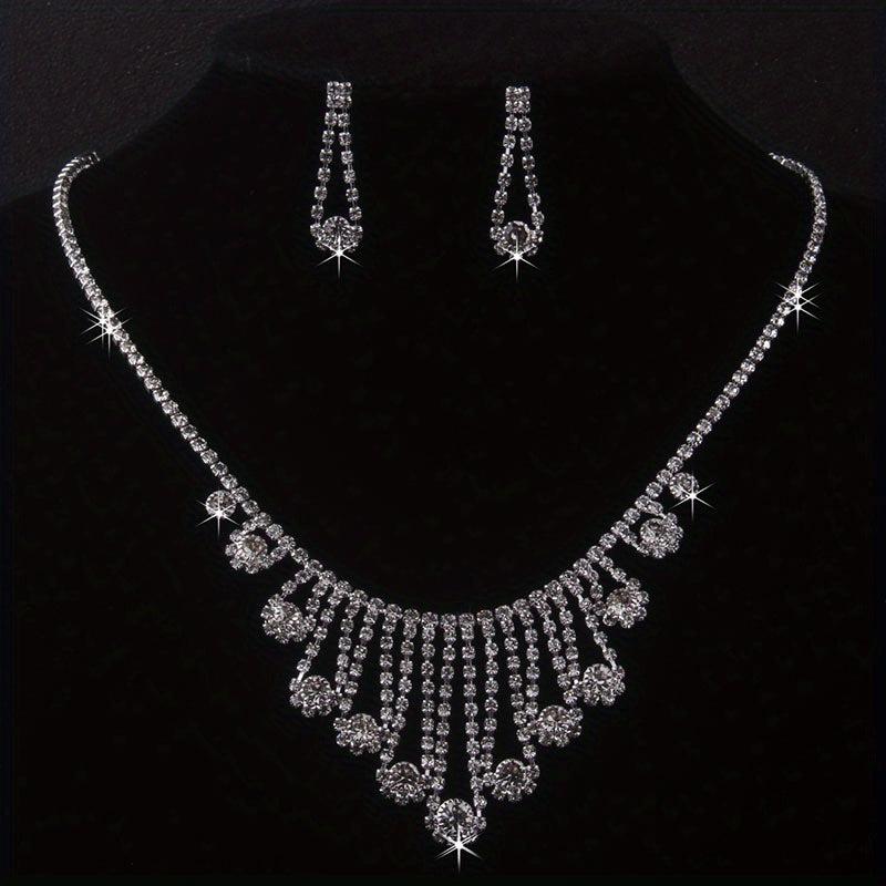 Bride Wedding Accessories Set Chain Necklace Earrings Formal Wear