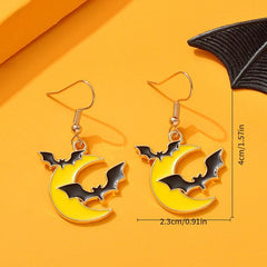 Halloween Moon Bat Alloy Earrings Girls Jewelry Women Girls
