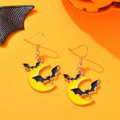 Halloween Moon Bat Alloy Earrings Girls Jewelry Women Girls