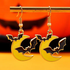 Halloween Moon Bat Alloy Earrings Girls Jewelry Women Girls