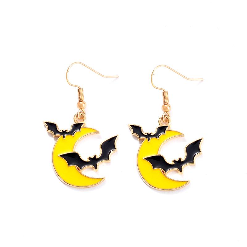 Halloween Moon Bat Alloy Earrings Girls Jewelry Women Girls