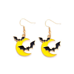 Halloween Moon Bat Alloy Earrings Girls Jewelry Women Girls