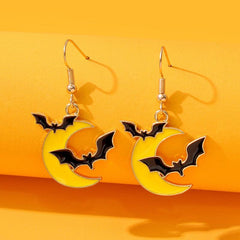 Halloween Moon Bat Alloy Earrings Girls Jewelry Women Girls