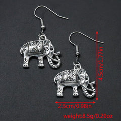 3D Elephant Dangle Earrings Silvery Plated Gift