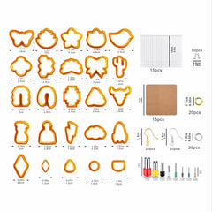 193pcs Polymer Clay Cutter Earring DIY Mold 25 Shapes Ear Hook Clog Storage Card