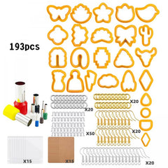 193pcs Polymer Clay Cutter Earring DIY Mold 25 Shapes Ear Hook Clog Storage Card