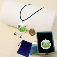 Old Village Pendant Necklace Adjustable Chain Necklace Halloween Christmas Anniv