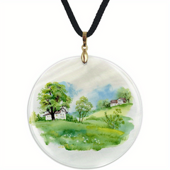 Old Village Pendant Necklace Adjustable Chain Necklace Halloween Christmas Anniv