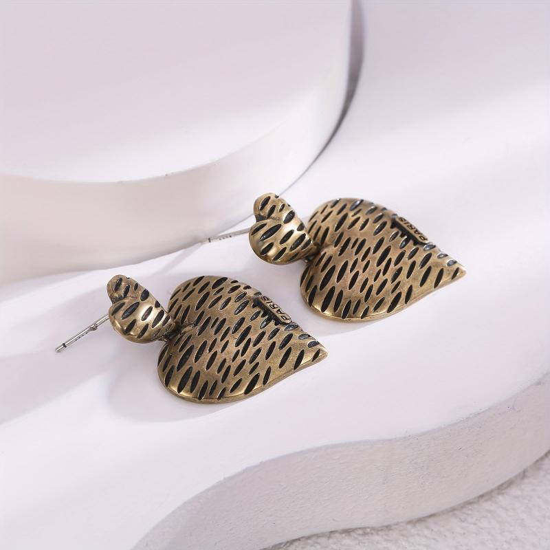 Retro Heart-shaped Women's Earrings Pendant in Copper S925 Silver