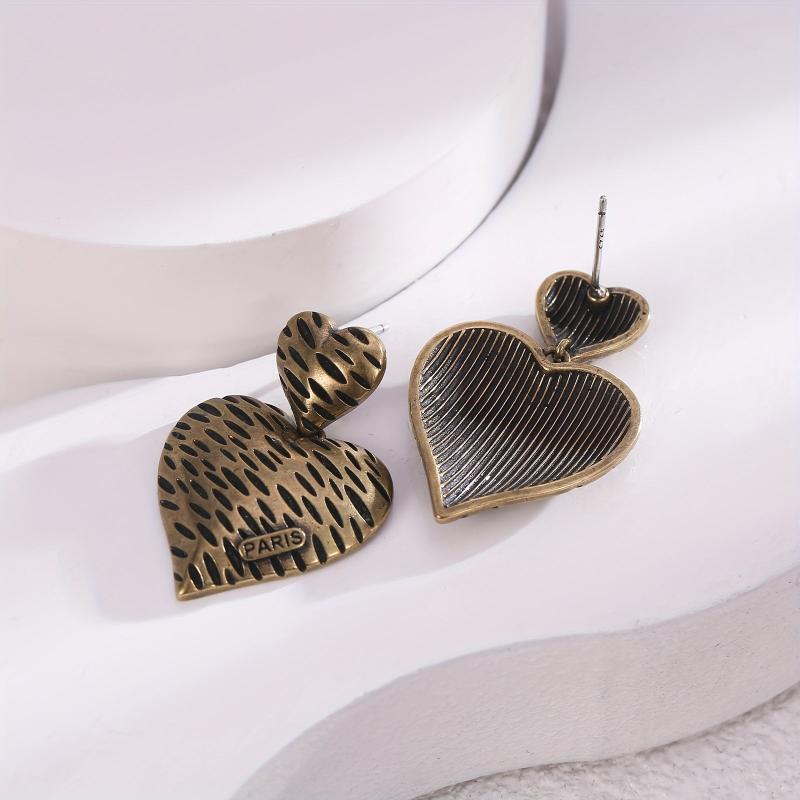 Retro Heart-shaped Women's Earrings Pendant in Copper S925 Silver