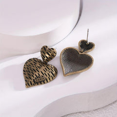 Retro Heart-shaped Women's Earrings Pendant in Copper S925 Silver
