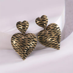 Retro Heart-shaped Women's Earrings Pendant in Copper S925 Silver