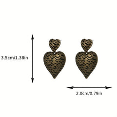 Retro Heart-shaped Women's Earrings Pendant in Copper S925 Silver