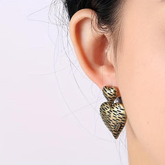 Retro Heart-shaped Women's Earrings Pendant in Copper S925 Silver