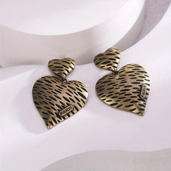 Retro Heart-shaped Women's Earrings Pendant in Copper S925 Silver