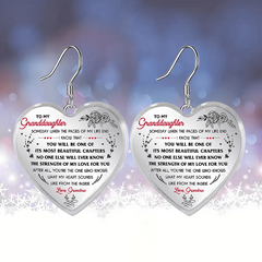 Heart Glass Pendant Earrings - Floral Pattern, Graduation Party, Halloween Gift