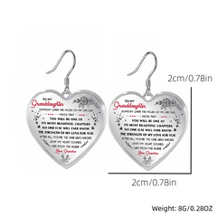 Heart Glass Pendant Earrings - Floral Pattern, Graduation Party, Halloween Gift
