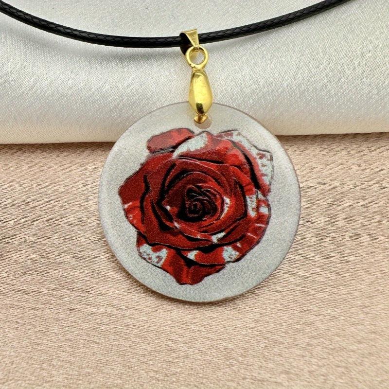 Retro Rose Pendant Necklace Adjustable Chain Halloween Christmas Gift
