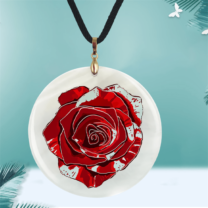 Retro Rose Pendant Necklace Adjustable Chain Halloween Christmas Gift