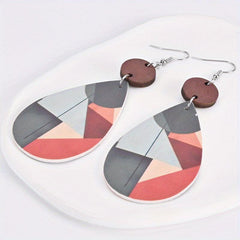 Geometric Pattern Faux Leather Earrings