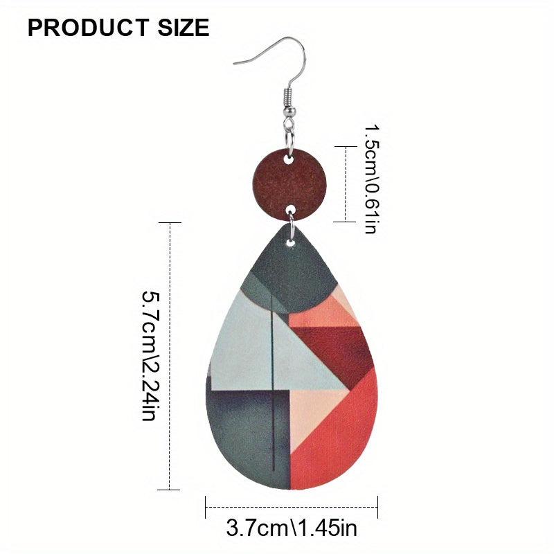 Geometric Pattern Faux Leather Earrings