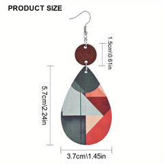 Geometric Pattern Faux Leather Earrings