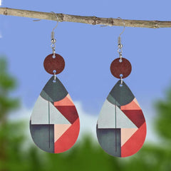 Geometric Pattern Faux Leather Earrings