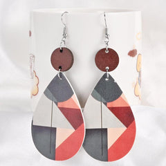 Geometric Pattern Faux Leather Earrings