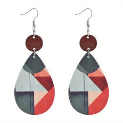 Geometric Pattern Faux Leather Earrings