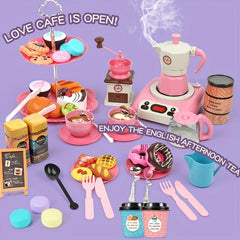 52pcs Kids Play House Coffee Toy Set Induction Cooker Afternoon Tea Girls Gift