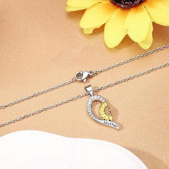 Mom & Daughter Sunflower Necklace Set, Magnet Heart Pendant Gift