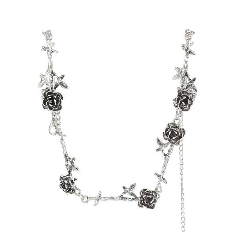 Halloween Camellia Rose Necklace Choker Clavicle Chain