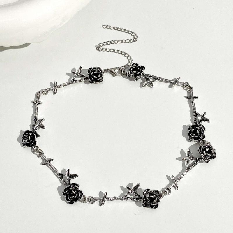 Halloween Camellia Rose Necklace Choker Clavicle Chain