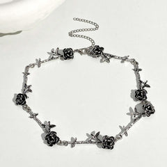 Halloween Camellia Rose Necklace Choker Clavicle Chain