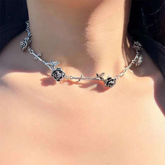 Halloween Camellia Rose Necklace Choker Clavicle Chain