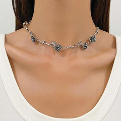 Halloween Camellia Rose Necklace Choker Clavicle Chain