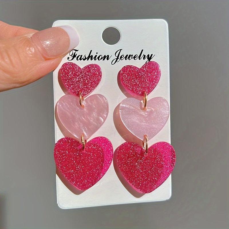 Love Heart Stud Earrings Cute Look
