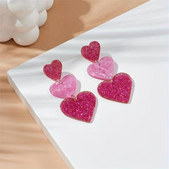 Love Heart Stud Earrings Cute Look