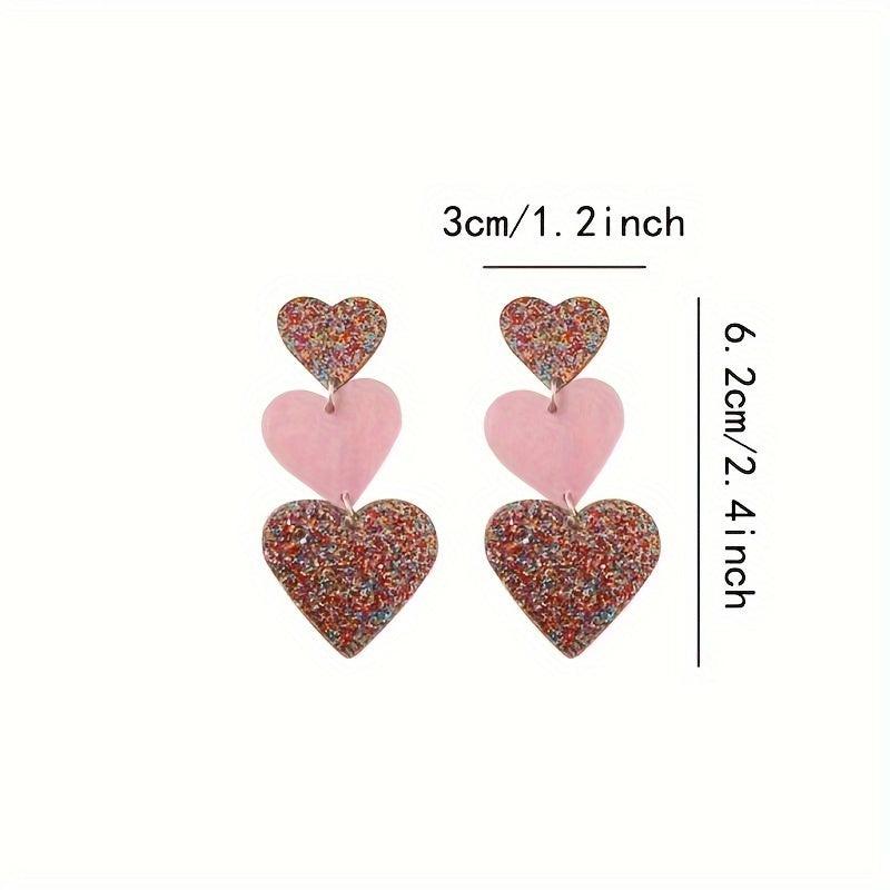 Love Heart Stud Earrings Cute Look